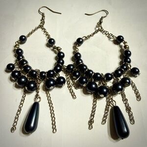 Elegant Black Beaded Earrings